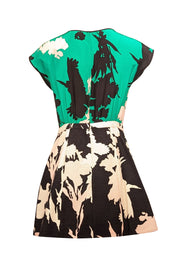 Current Boutique-Tibi - Green, Black, & White Print Sleeveless Dress Sz 2