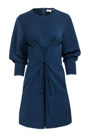 Current Boutique-Tibi - Navy Long Sleeve Lace-up Shift Dress Sz 8