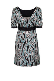 Current Boutique-Tibi - Teal, Black, & White Print Silk Dress Sz 4