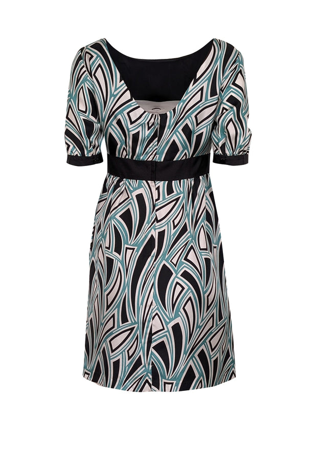 Current Boutique-Tibi - Teal, Black, & White Print Silk Dress Sz 4