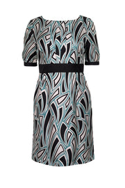 Current Boutique-Tibi - Teal, Black, & White Print Silk Dress Sz 4