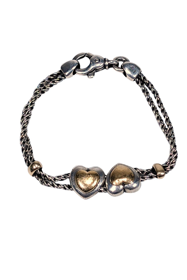 Current Boutique-Tiffany & Co. - Sterling Silver & Gold Double Heart Rope Bracelet