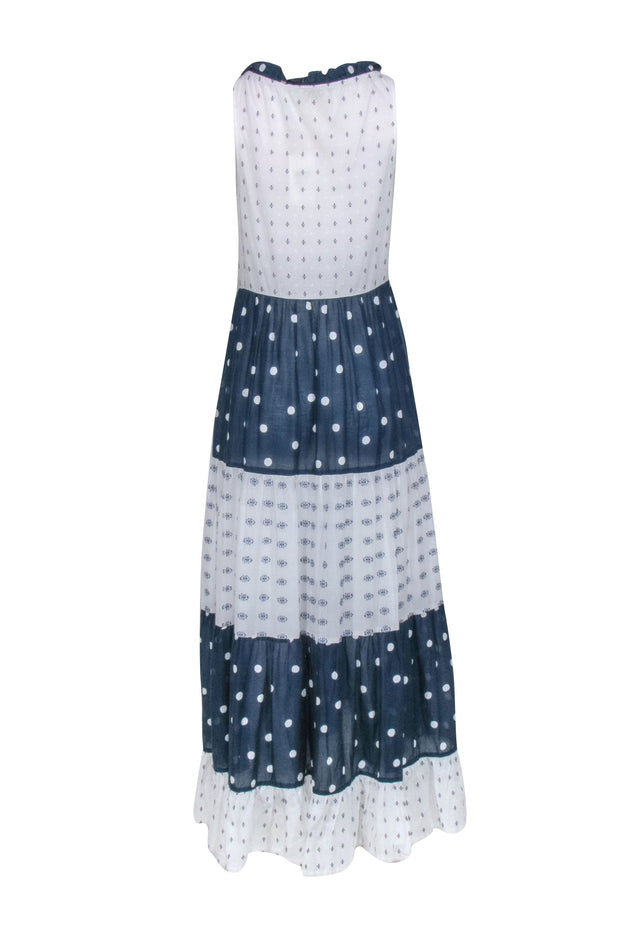 Current Boutique-Tigerlily - Navy & White Mixed Print Sleeveless Maxi Shirtdress Sz 4