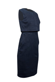 Current Boutique-Toccin (NY) - Dark Wash Denim Overlay Sheath Dress Sz 8