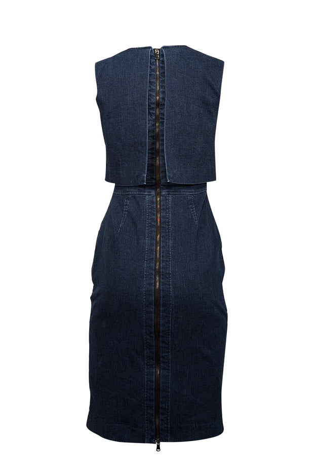 Current Boutique-Toccin (NY) - Dark Wash Denim Overlay Sheath Dress Sz 8