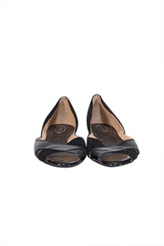 Current Boutique-Tod's - Black Suede & Patent Leather Peep Toe Flats Sz 8.5