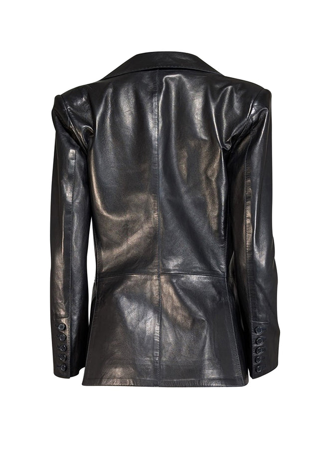 Current Boutique-Tom Ford - Black Leather Single Button Blazer Sz 4