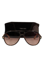 Current Boutique-Tom Ford - Brown & Orange Aviator Sunglasses