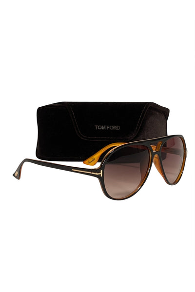 Current Boutique-Tom Ford - Brown & Orange Aviator Sunglasses