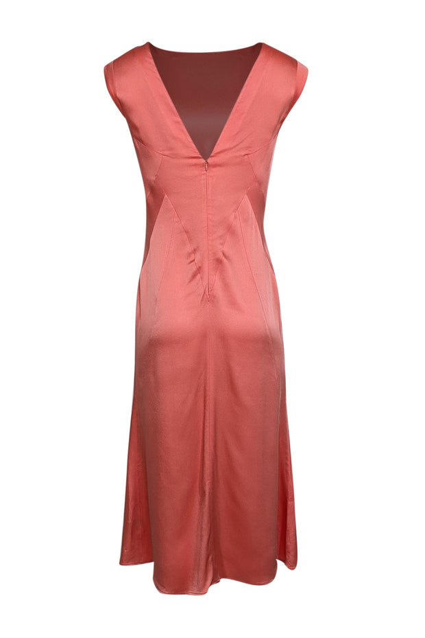 Current Boutique-Tome - Salmon Boat Neckline Cap Sleeve Maxi Dress Sz 4