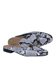 Current Boutique-Tory Burch - Beige & Black Snake Skin Print Mule Flats Sz 5.5