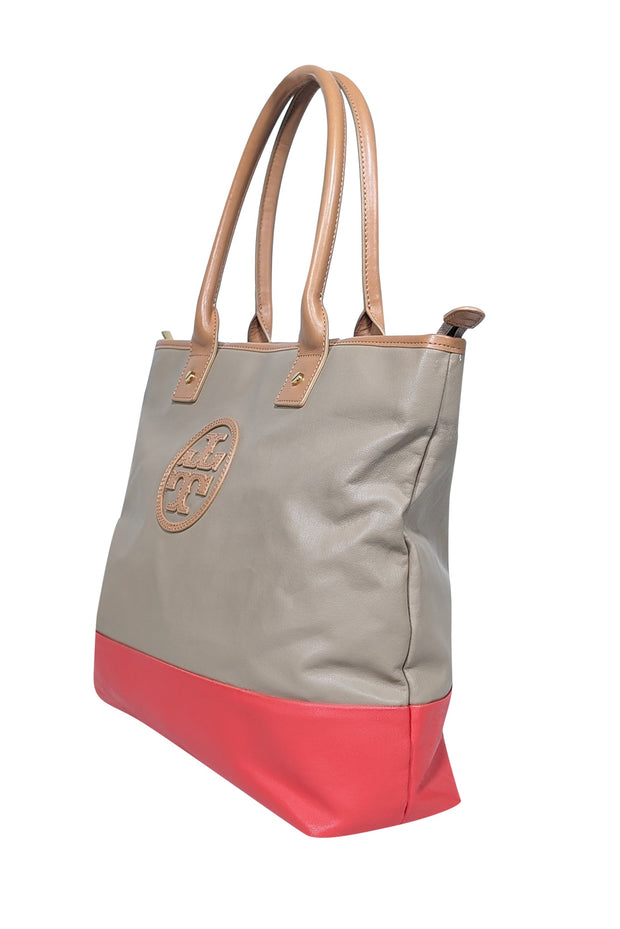 Current Boutique-Tory Burch - Beige & Orange "Jayden" Tote Bag