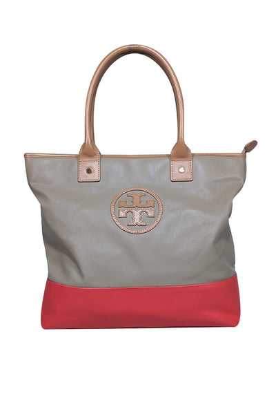 Current Boutique-Tory Burch - Beige & Orange "Jayden" Tote Bag