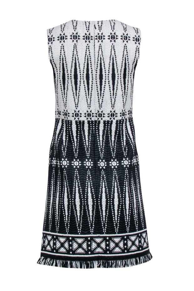 Current Boutique-Tory Burch - Black & Ivory Geometric Woven Sheath Dress Sz 2