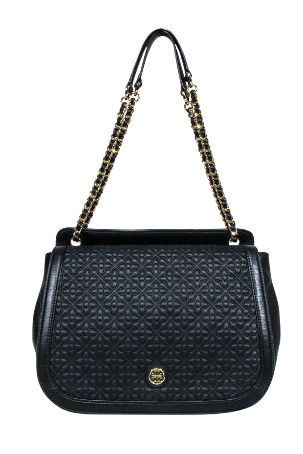 Current Boutique-Tory Burch - Black Textured Front Large Crossbody Bag