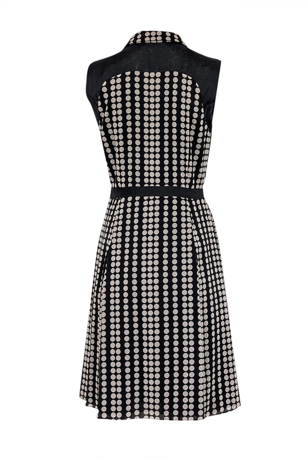 Current Boutique-Tory Burch - Black w/ Grey Polka Dot Print Silk Dress Sz 6