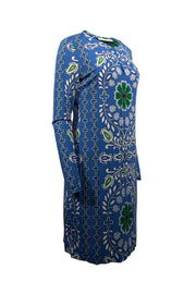 Current Boutique-Tory Burch - Blue, Green, & White Paisley Print Silk Jersey Dress Sz L