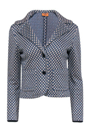 Current Boutique-Tory Burch - Blue Metallic and Beige Diamond Print Knit Blazer Sz S