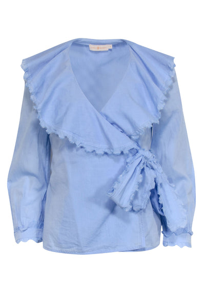 Current Boutique-Tory Burch - Blue Wrap Tie Cotton Top Sz 0