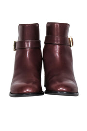 Current Boutique-Tory Burch - Brown Leather Buckle Detail Short Boots Sz 7.5