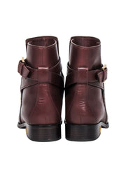 Current Boutique-Tory Burch - Brown Leather Buckle Detail Short Boots Sz 7.5