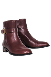 Current Boutique-Tory Burch - Brown Leather Buckle Detail Short Boots Sz 7.5