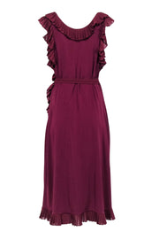 Current Boutique-Tory Burch - Burgundy Ruffled Sleeveless Midi Dress Sz L