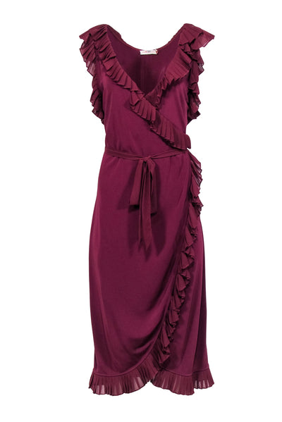 Current Boutique-Tory Burch - Burgundy Ruffled Sleeveless Midi Dress Sz L