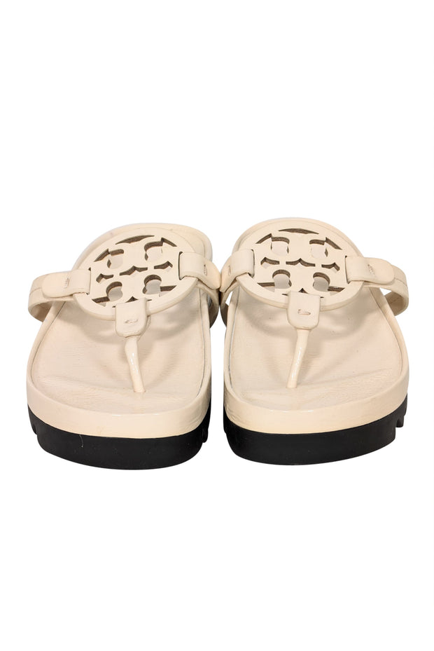 Current Boutique-Tory Burch - Cream Patent Leather Thong Sandals Sz 7.5