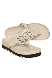 Current Boutique-Tory Burch - Cream Patent Leather Thong Sandals Sz 7.5