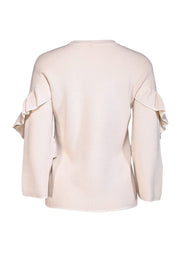 Current Boutique-Tory Burch - Cream Wool Blend Ruffled Bell Sleeve Sweater Sz S