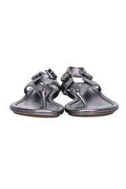 Current Boutique-Tory Burch - Gunmetal Thong Sandals Sz 6.5