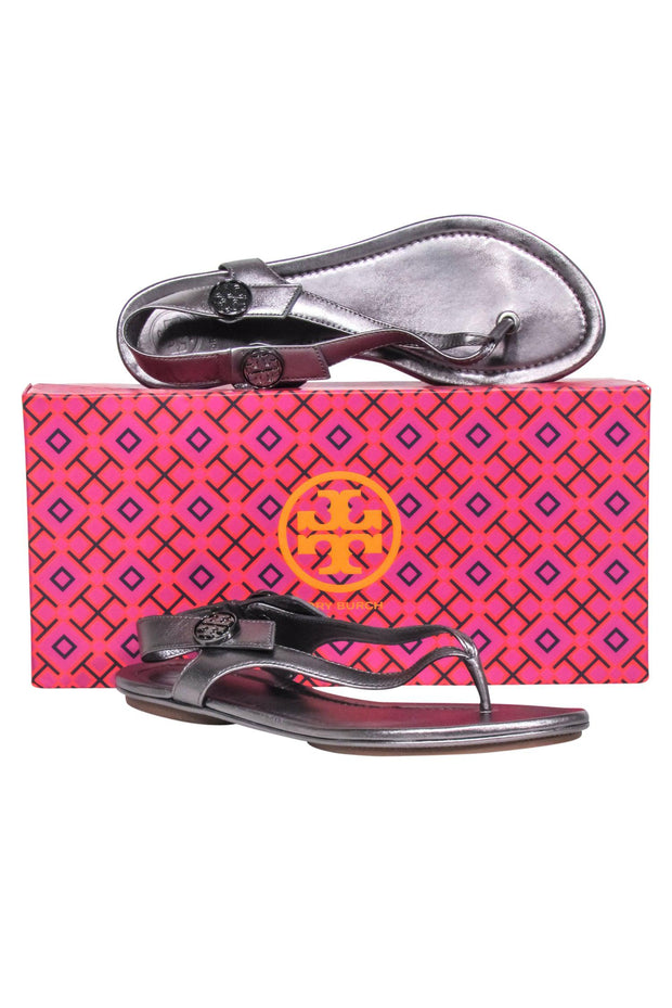 Current Boutique-Tory Burch - Gunmetal Thong Sandals Sz 6.5