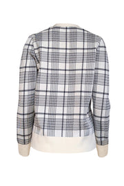 Current Boutique-Tory Burch - Ivory & Black Plaid Cardigan Sz M