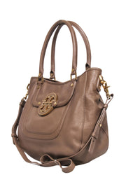 Current Boutique-Tory Burch - Light Brown Pebbled Leather "Amanda" Satchel