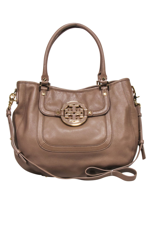 Current Boutique-Tory Burch - Light Brown Pebbled Leather "Amanda" Satchel