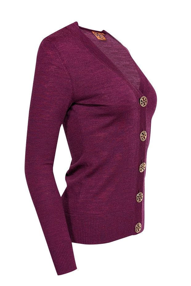 Current Boutique-Tory Burch - Magenta & Purple Wool Cardigan Sz XS