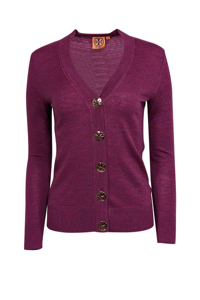 Current Boutique-Tory Burch - Magenta & Purple Wool Cardigan Sz XS