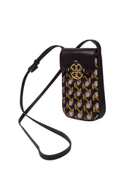 Current Boutique-Tory Burch - Maroon, Beige, & Mustard Woven Mini Crossbody Bag