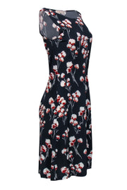 Current Boutique-Tory Burch - Navy Blue Sleeveless Dress w/ White & Red Floral Print Sz M