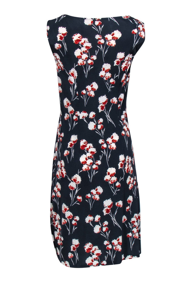 Current Boutique-Tory Burch - Navy Blue Sleeveless Dress w/ White & Red Floral Print Sz M