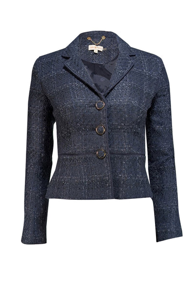 Current Boutique-Tory Burch - Navy Boucle Triple Button Front Blazer Sz 0