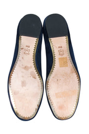 Current Boutique-Tory Burch- Navy Suede Ballet Flats w/ Gold-Tone Logo Sz 8