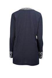 Current Boutique-Tory Burch - Navy & White Embroidered Tunic w/ Zip Cuffs Sz 10