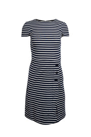 Current Boutique-Tory Burch - Navy & White Striped Short Sleeve Wrap Dress Sz XS