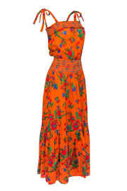 Current Boutique-Tory Burch - Orange & Multi Color Smocked Waist Sleeveless Maxi Dress Sz S