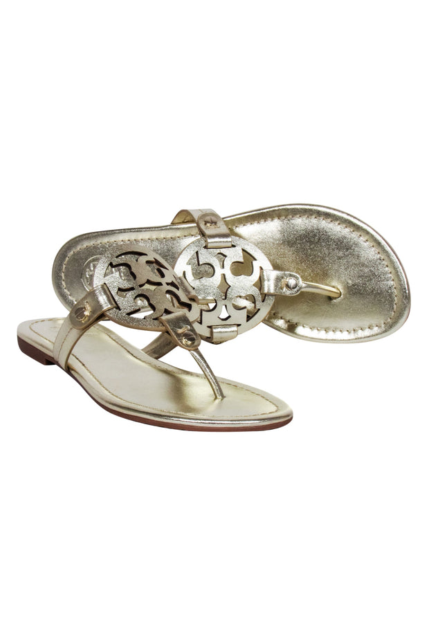 Current Boutique-Tory Burch - Pale Gold Metallic "Miller" Sandals Sz 6