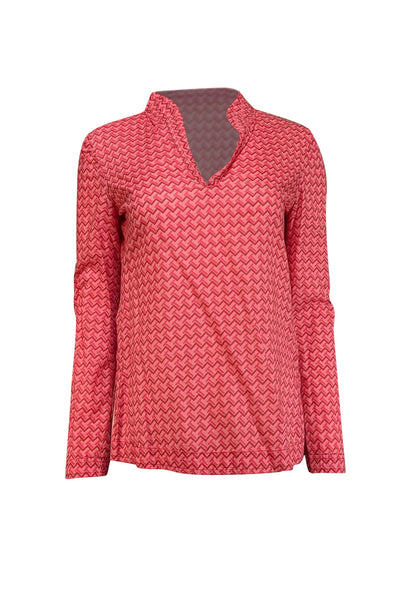 Current Boutique-Tory Burch - Pink & Magenta Geometric Print Blouse Sz 2