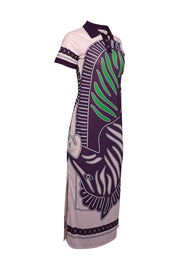 Current Boutique-Tory Burch - Purple, Cream, & Green Zebra Print Mesh Polo Dress Sz M