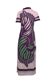 Current Boutique-Tory Burch - Purple, Cream, & Green Zebra Print Mesh Polo Dress Sz M